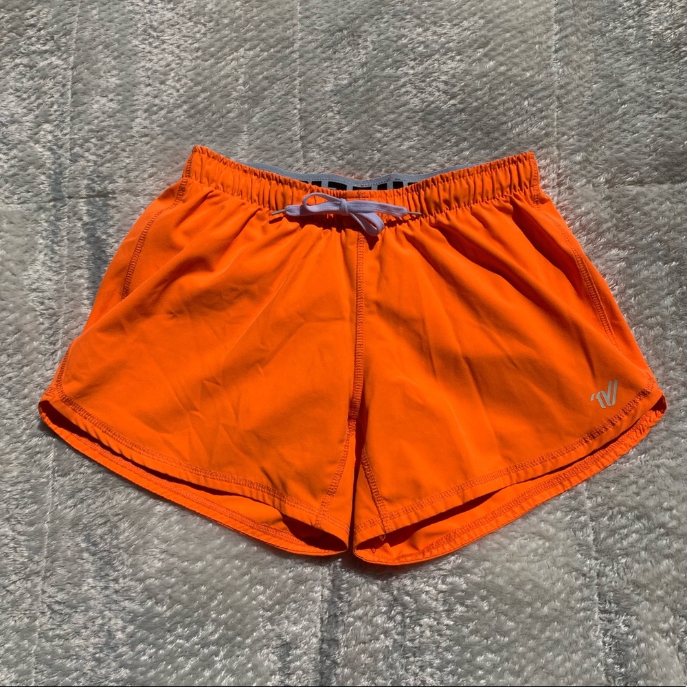 Varsity Cheer neon orange athletic gym shorts